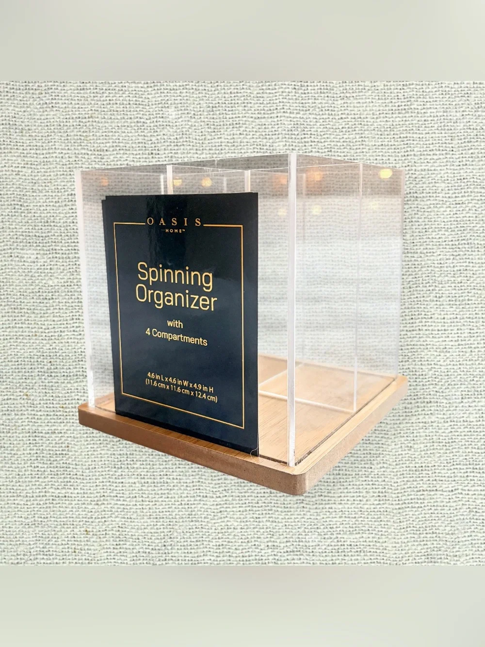 NEW Rotating Acrylic Makeup Organizer Bamboo Base
